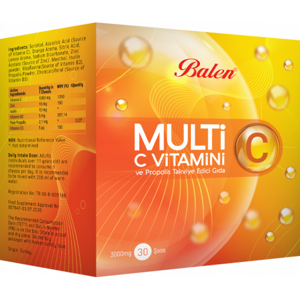 Balen Multi C Vitamini ve Propolis 3000 mg 30 Şase ürün görseli 1