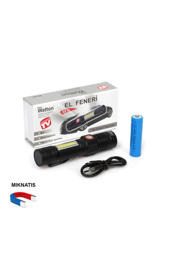 Watton Geniş Açılı P50 Led Şarjlı El Feneri Wt-601 ürün görseli 1
