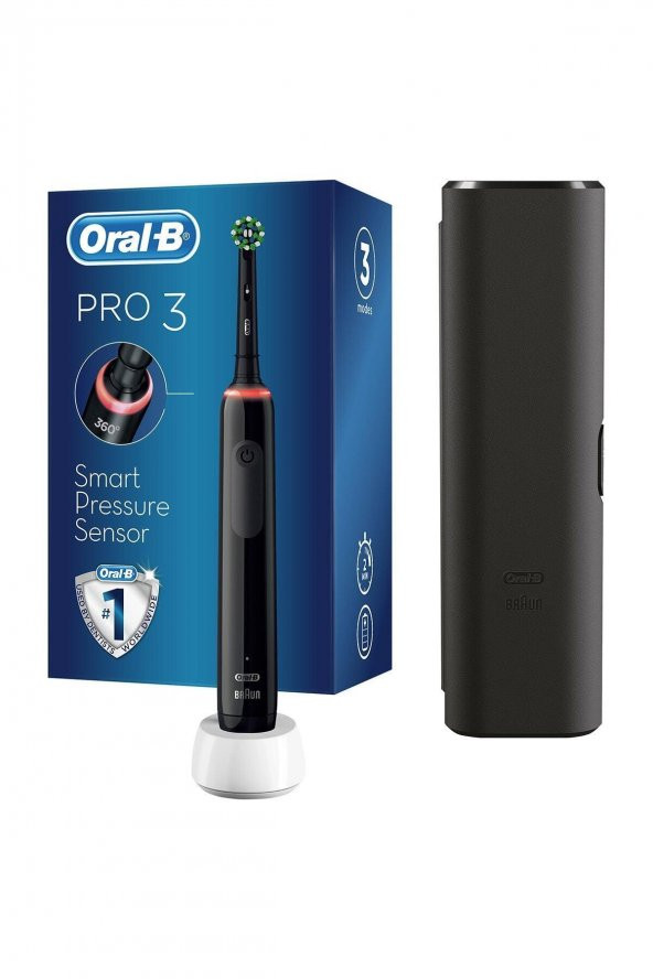 Oral-B Pro 3500 Şarj Edilebilir Diş Fırçası Siyah + Başlık ürün görseli 1