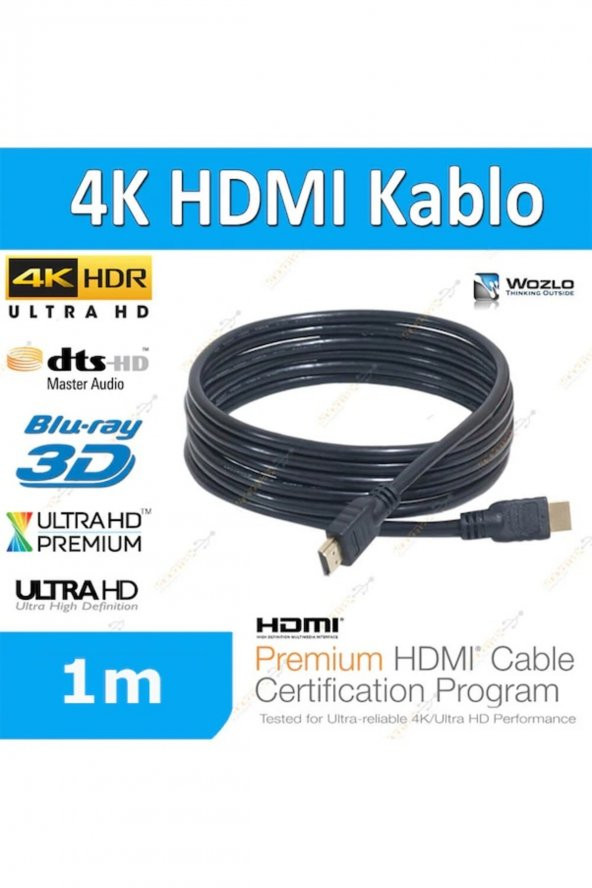 BASTORE 4K 1M Metre 4K 3D Ultra Hd Ethernet Destekli Altın Uç Hdmi Kablo ürün görseli 1
