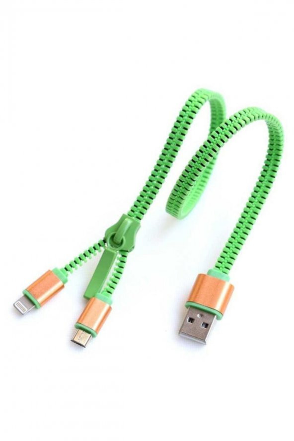 WOZLO Iphone 11-pro-x-xr-xs-xmax-5s-6-7-8-plus Samsung Micro Usb Çoklu Şarj Data Kablo Fermuarlı 40cm ürün görseli 1
