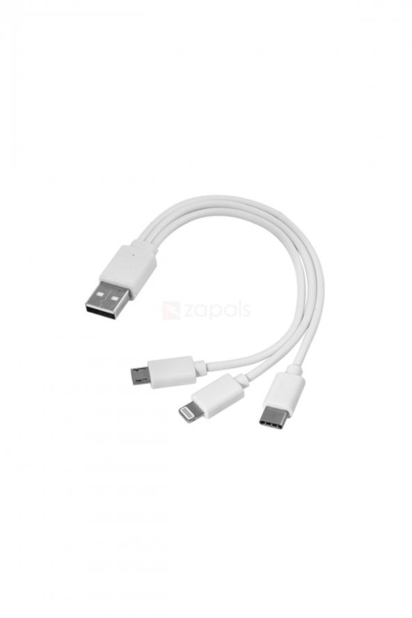 WOZLO 3 In 1 Usb Data Şarj Kablosu Mikro Usb Iphone Lightning Usb Type-c Android Ios Uyumlu - Resim 2