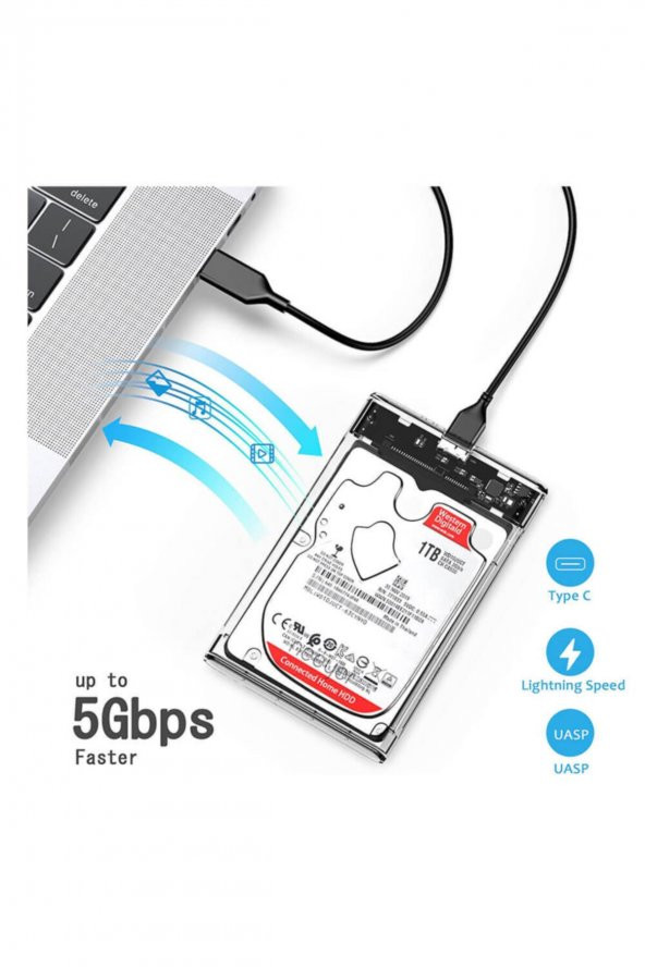 WOZLO 2.5 Inç Sata Usb 3.0 Harddisk Kutusu Şeffaf Micro Usb ürün görseli 1