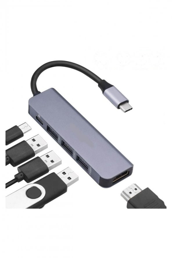 WOZLO Usb Type C 3.1 To Hdmi Usb C 3x Usb 3.0 Hub Çevirici Adaptör ürün görseli 1