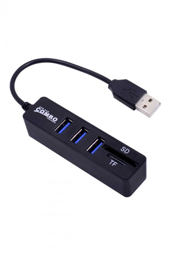 WOZLO 3 Port Usb 2.0 Çoklayıcı Hub Kart Okuyucu 2 In 1 Combo Sd / Tf ürün görseli 1