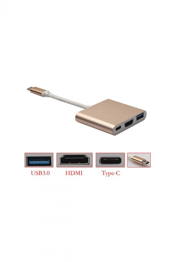BASTORE Type C To Hdmi Usb 3.0 Çevirici Macbook Ipad Pro 11 Inç A1980 A1979 A1934 Ipad Pro 12.9 Uyumlu ürün görseli 1