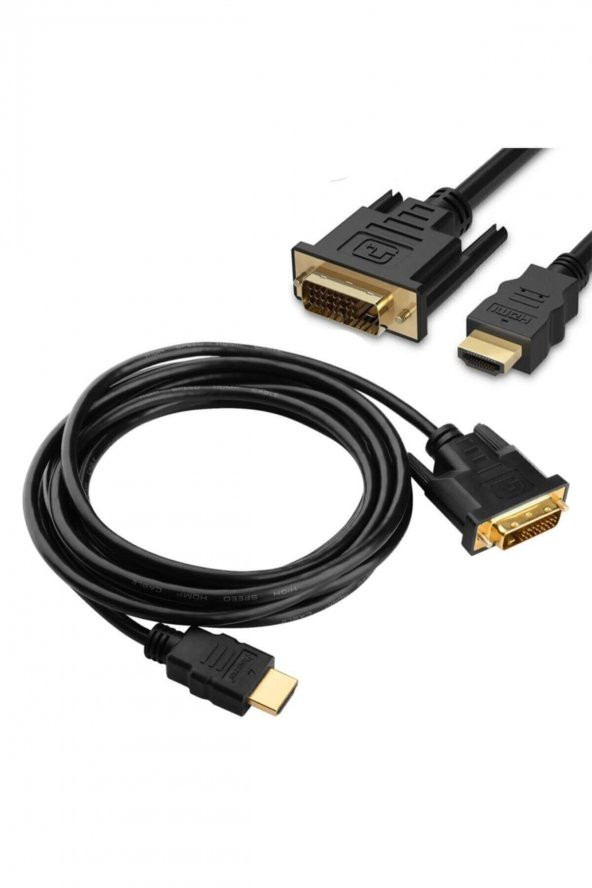 BASTORE Hdmi To Dvi 24+1 Kablo Hdmi To Dvi Dvi To Hdmi Altın Uçlu Görüntü Ses Kablosu 1.8 Metre 24+1 Pin ürün görseli 1