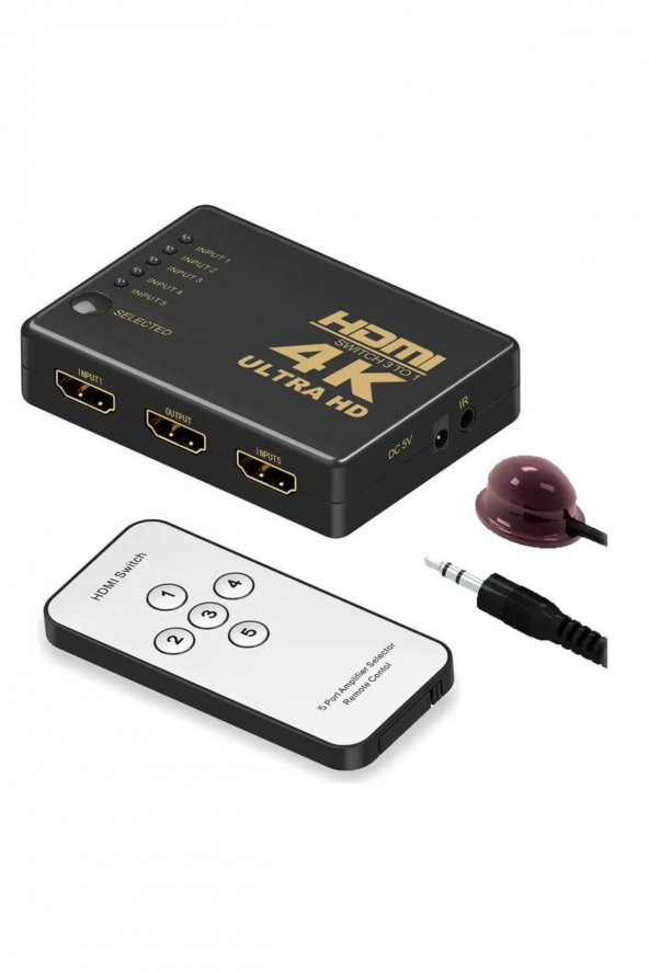 WOZLO 5 Port 3d 4k 2k Hdmı Switch Splitter Çoklayıcı Dağıtıcı 1080p Ir Kumandalı - 1 Giriş 5 Çıkış ürün görseli 1