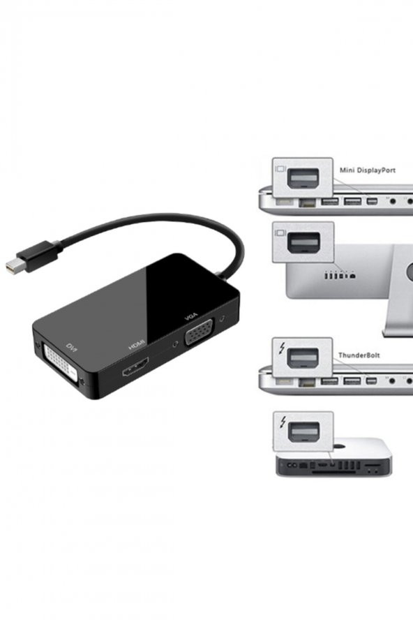 WOZLO Mini Displayport To Hdmi Dvi Vga Çevirici Kablo Thunderbolt ürün görseli 1