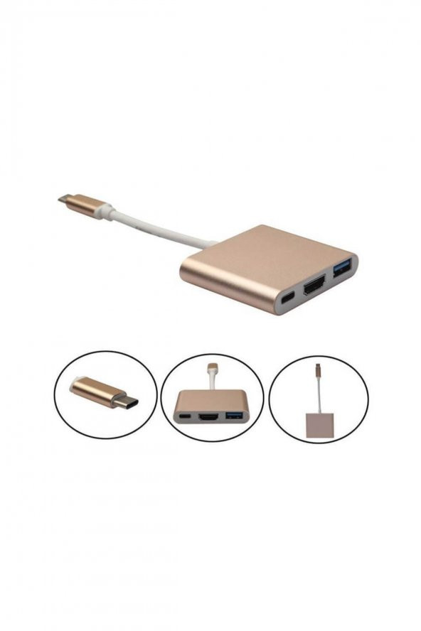 BASTORE Usb 3.1 Type-c To Hdmi Usb 3.0 Port Usb C Şarj Çevirici Adaptör ürün görseli 1