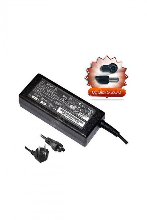 WOZLO Samsung 19v 3.16a Netbook Adaptör 5.5*3.0mm Şarj Aleti Ad-6019 ürün görseli 1