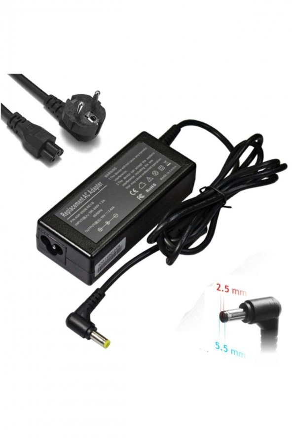 WOZLO Asus Lenovo Toshiba 19v 3.42a Adaptör Şarj Aleti - 5.5*2.5mm ürün görseli 1