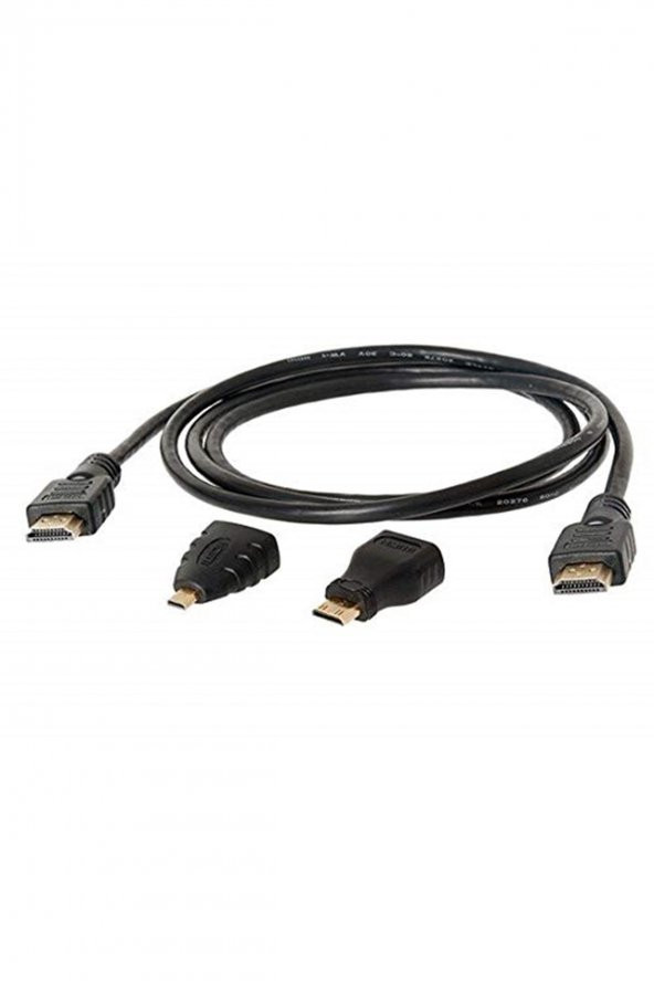 Alfais Al-4699 1.5 Metre 1.4v Hdmi Kablo ve Mini Micro Uç Çevirici 3ın1 Dönüştürücü ürün görseli 1