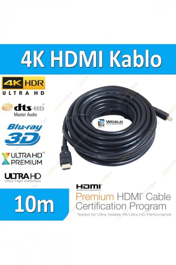BASTORE 10M Metre 4K Hdmi Kablo 3D Ultra Hd Ethernet Altın Uç Kablo ürün görseli 1