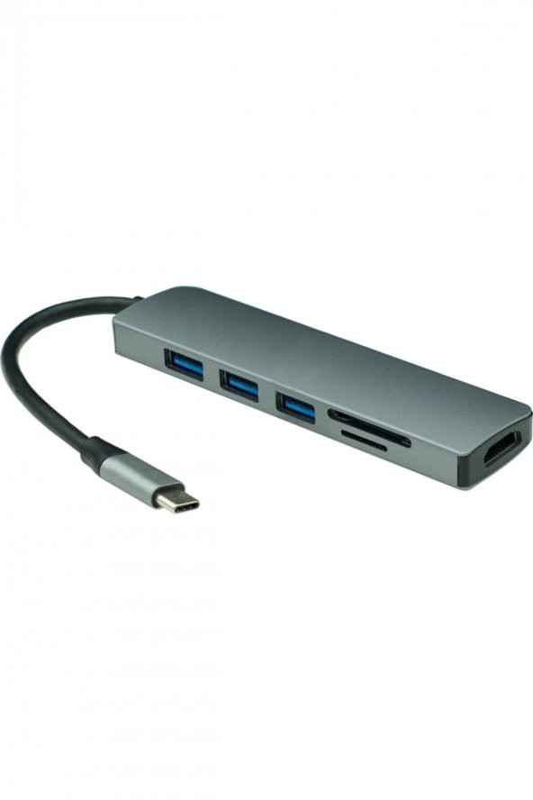 Wozlo Type C To Usb 3.0 Hdmi Dönüştürücü Kart Okuyucu 6 in 1 Çevirici ürün görseli 1