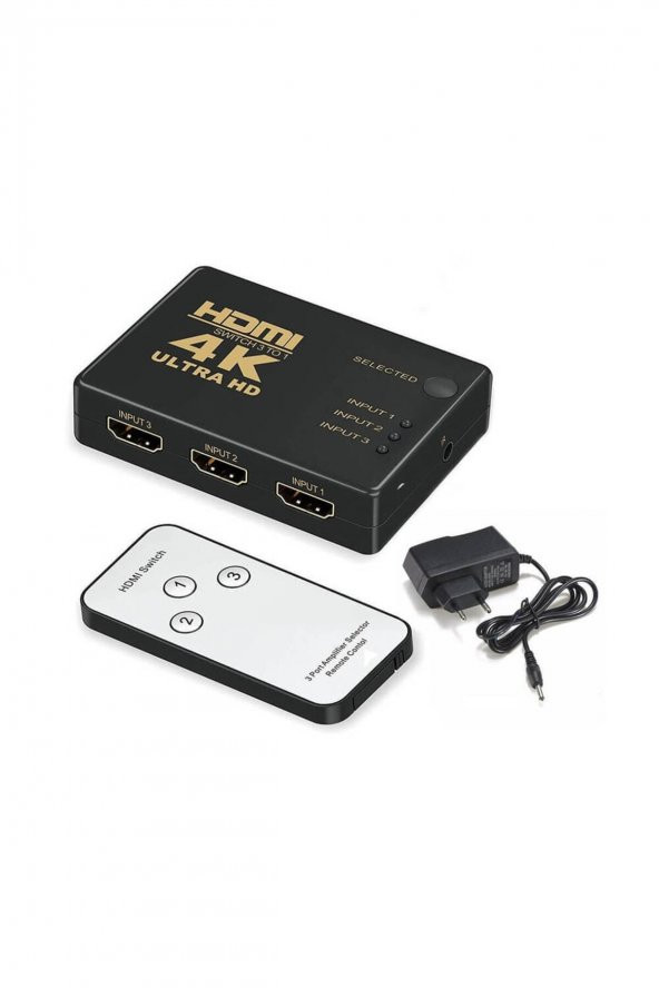 BASTORE Hdmi Switch Çoklayıcı 3 Port 4k*2k Ultra Hd Kumandalı Adaptörlü ürün görseli 1