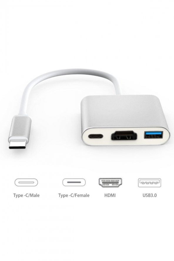 BASTORE Type C To Hdmi Usb 3.0 Uyumlu Çevirici ürün görseli 1