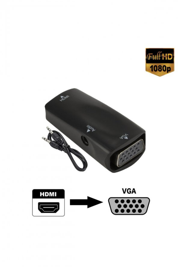 WOZLO Hdmi To Vga Çevirici Dişi Dişi Dönüştürücü Adaptör Ses Çıkışlı Pc Notebook Projeksiyon Receiver ürün görseli 1
