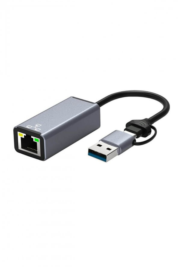 WOZLO Type C 3.1 Usb 3.0 To Rj45 Gigabit Ethernet Internet Çevirici Adaptör - 1000mbps - Macbook Uyumlu ürün görseli 1