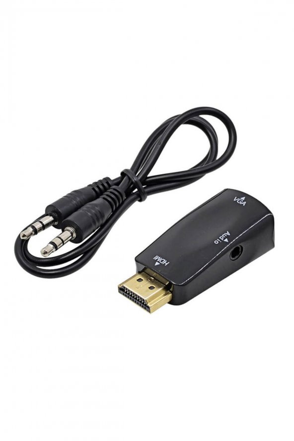 WOZLO Hdmi To Vga Çevirici Dönüştürücü Adaptör 3.5mm Ses Çıkışlı 1080p ürün görseli 1