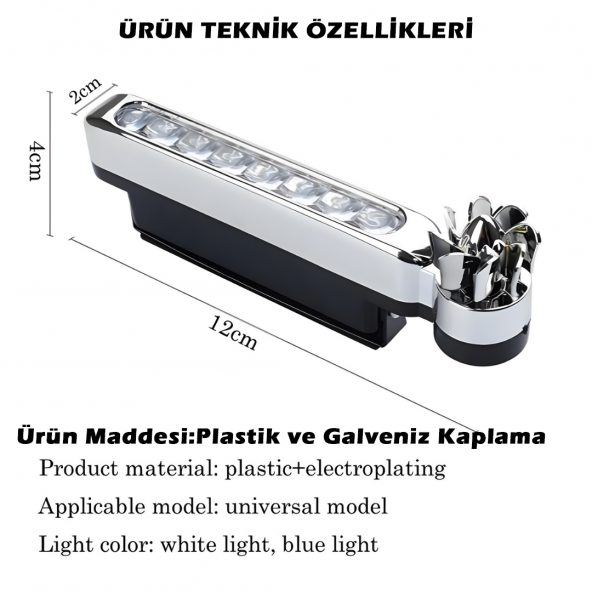 Gündüz Ledi Farı 8 Ledli Su Geçirmez Universal Mavi Işık ürün görseli 1