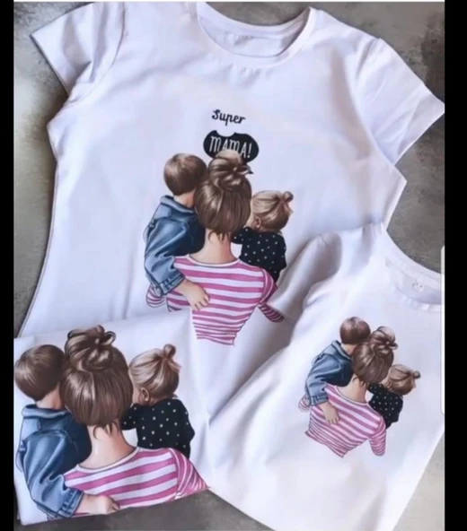 MODAVALS ANNELER GÜNÜ TASARIMI DİJİTAL BASKILI ANNE ÇOCUK TSHIRTLERİ ürün görseli 1