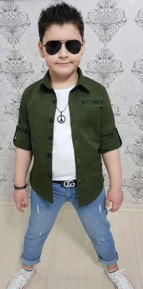 MODAVALS 4 PARÇA GÖMLEKLİ ERKEK ÇOCUK TAKIM - HAKİ ürün görseli 1