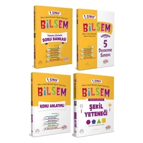 Editör 1. Sınıf Bilsem Hazırlık Kitapları 4 Lü Set Konu Soru Deneme Şekil ürün görseli 1