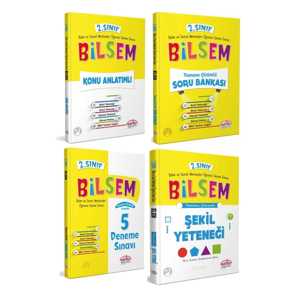 Editör 2. Sınıf Bilsem Hazırlık Kitapları 4 Lü Set Konu Soru Deneme Şekil ürün görseli 1