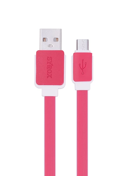 Syrox C63 Micro USB Şarj ve USB Data Kablosu Yassı 2.0A 1.2mt Kırmızı ürün görseli 1