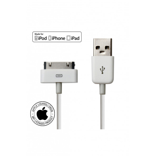 Mirax SDE-4100 Apple Lisanslı iPhone, iPod, iPad Uyumlu 30 Pin Şarj ve Data Kablosu ürün görseli 1