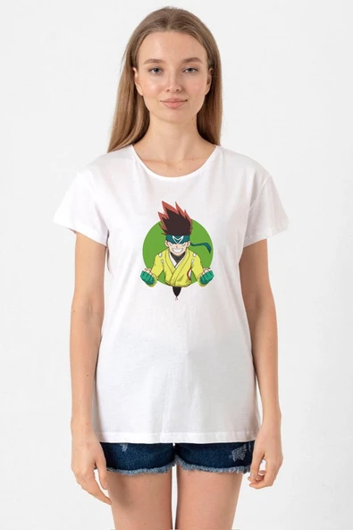 Beyblade Arman Kusaba Beyaz Kadın Bisikletyaka Tshirt ürün görseli 1