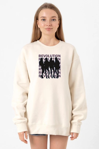 Blackpink Revolution Ekru Kadın 2ip Sweatshirt ürün görseli 1