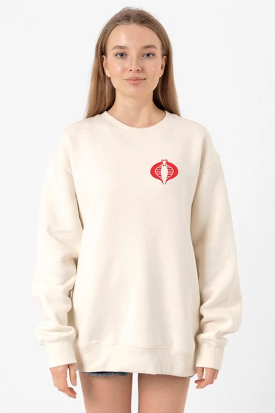 Cobra Kai Logo Ekru Kadın 2ip Sweatshirt ürün görseli 1