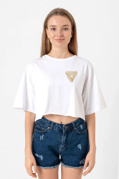 Dark Tannhaus Logo Beyaz Kadın Crop Tshirt ürün görseli 1