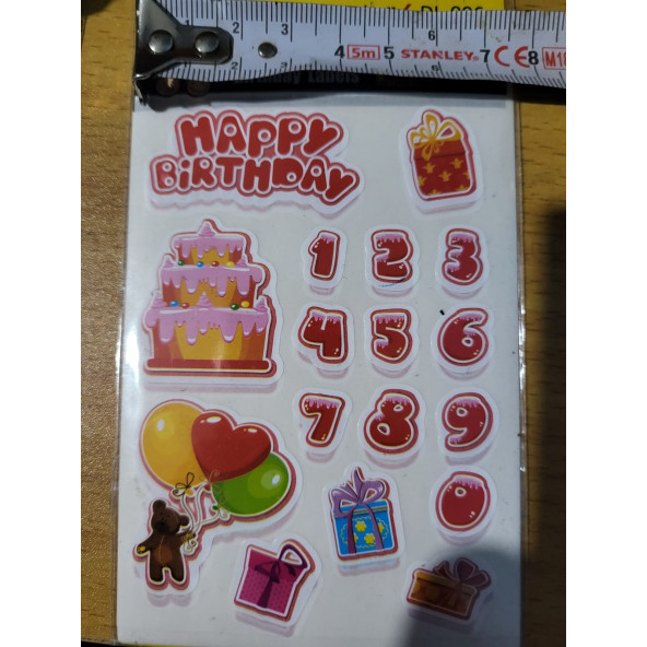 yapışkan etiket çıkartma stickerkuşe kağıt doğum günü 5 adet ürün görseli 1