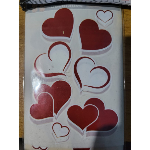yapışkan etiket çıkartma sticker kuşe kağıt kalp 5 sayfa ürün görseli 1