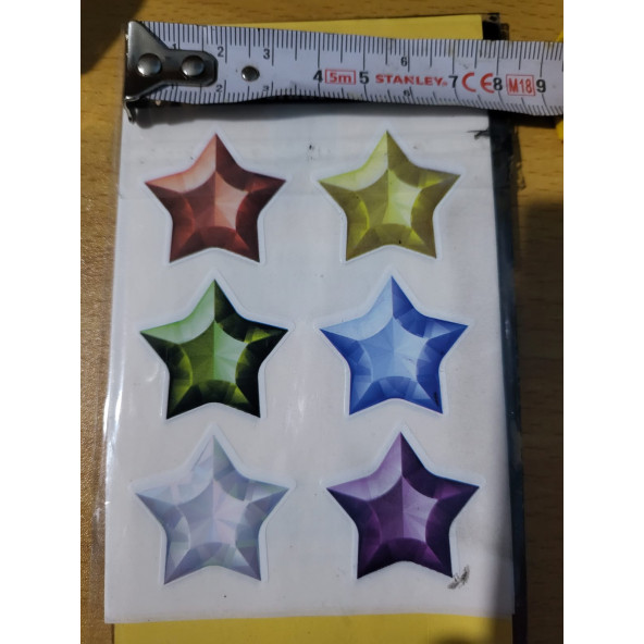 yapışkan etiket çıkartma sticker kuşe kağıt yıldız 5 sayfa ürün görseli 1
