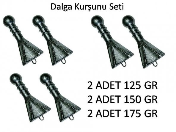 Surf Olta Kurşunu Dalgalı Havada Kullanmak İçin Set 2 şer Adet 100 gr - 125 gr - 150 gr ürün görseli 1