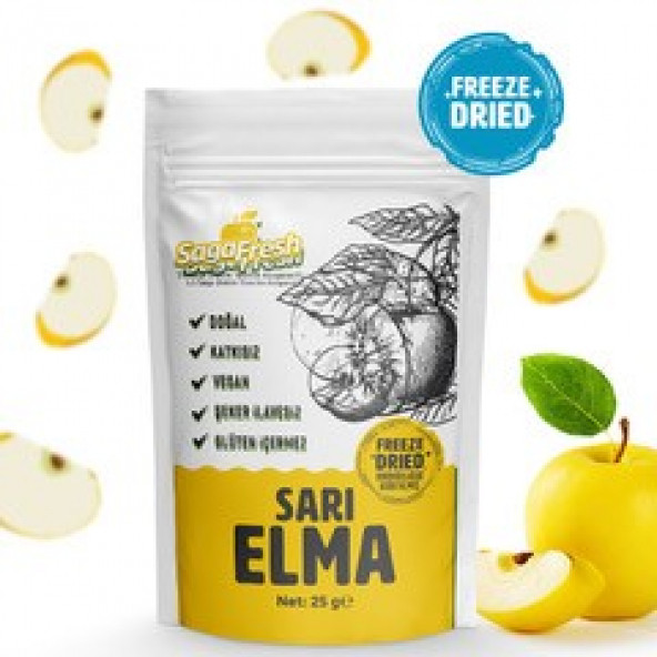 Saga Fresh Dondurularak Kurutulmuş Sarı Elma Dilimleri (25g) ürün görseli 1