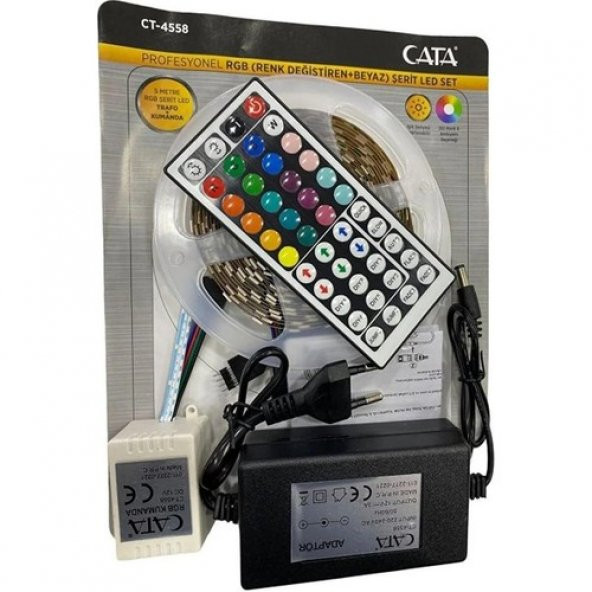 Cata Rgb Şerit LED Seti ( 5 mt Rgb LED 15 Renk + Trafo + Rgb Kumanda ürün görseli 1