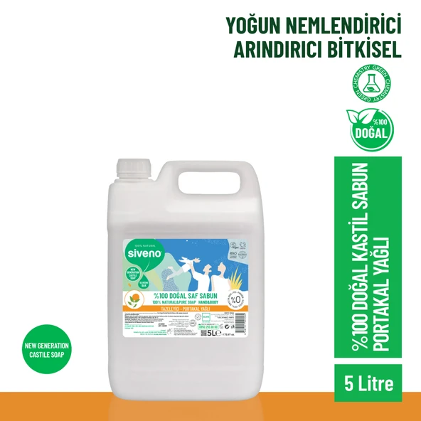 Siveno %100 Doğal Sıvı Kastil Sabun Portakal Yağlı Yoğun Nemlendirici Arındırıcı Bitkisel Vegan 5000 ml ürün görseli 1