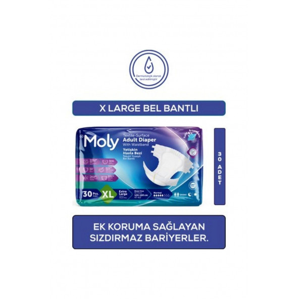 Moly Bel Bantlı Hasta Bezi XL 30'lu ürün görseli 1