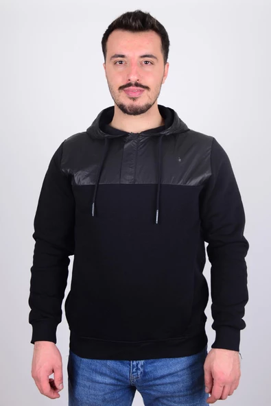 Cazador 23KCEEO05041 Siyah Önü Çıtçıtlı Fermuarlı Kapüşonlu Erkek Sweat ürün görseli 1
