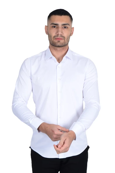Cengiz İnler Standart Yaka Likralı Slimfit Erkek Gömlek ürün görseli 1