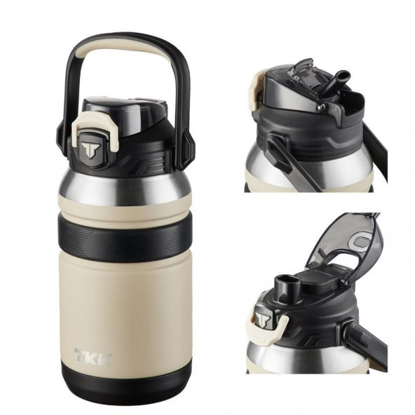TKK Çelik Termos 1000Ml Bej - Resim 2