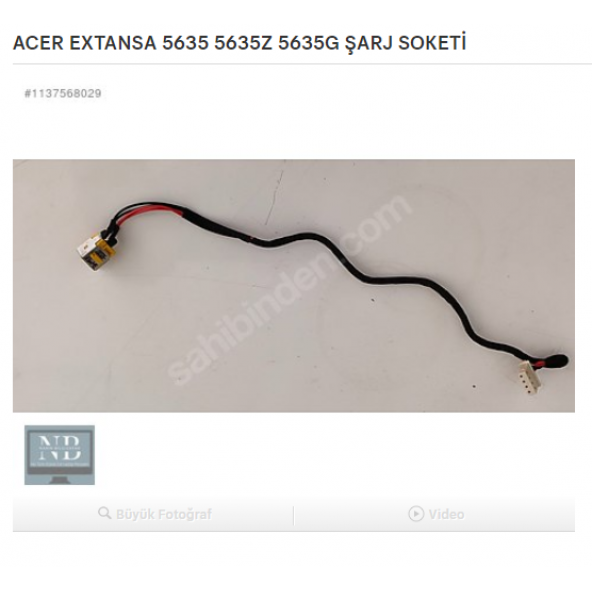 ACER EXTANSA 5635 5635Z 5635G ŞARJ SOKETİ ürün görseli 1