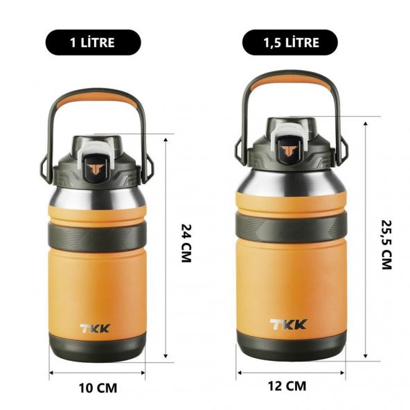 TKK Çelik Termos 1000Ml Turuncu - Resim 3