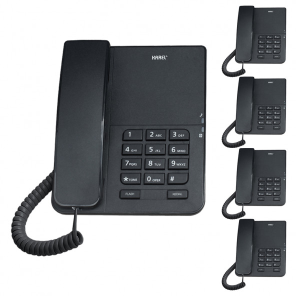 Karel TM140 Analog Masaüstü Kablolu Telefon 5'li Fırsat Paketi Siyah ürün görseli 1