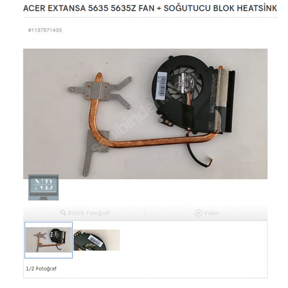 ACER EXTANSA 5635 5635Z FAN + SOĞUTUCU BLOK HEATSİNK TAKIM ürün görseli 1